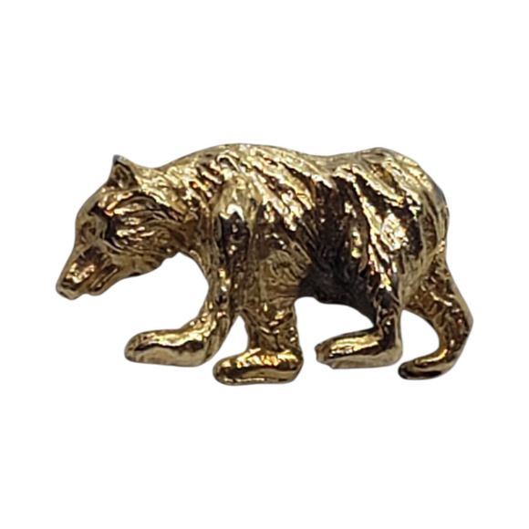 Vintage Gold Plated Bear Lapel Pin Brooch Animal Wildlife Camping Hiking - Picture 1 of 6